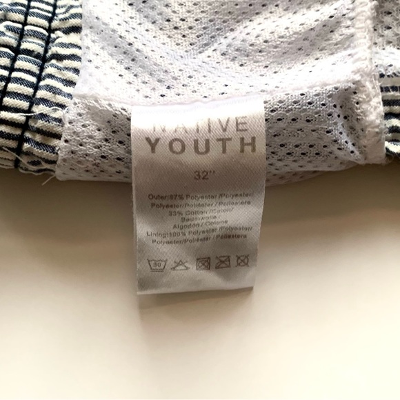 NATIVE YOUTH SANTIAGO NAVY BLUE STRIPED SEERSUCKER DRAWSTRING SWIM SHORTS Sz32 - Picture 9 of 13
